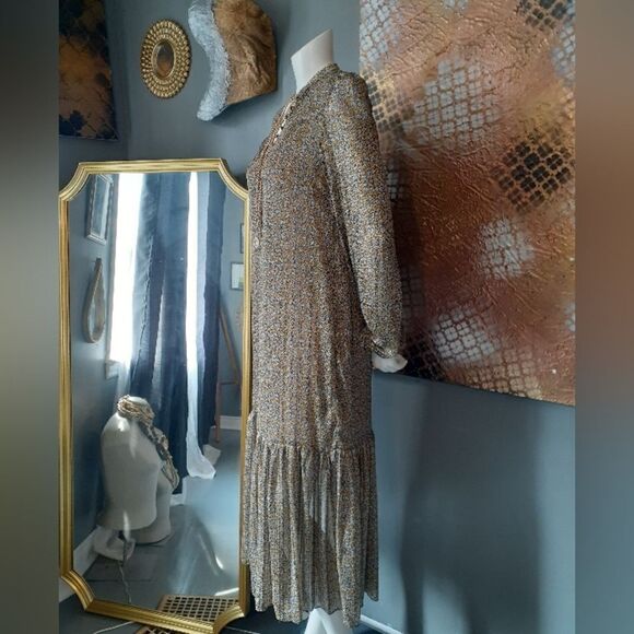 Zara Rustic Floral Flounced Midi Dress - Picture 10 of 16